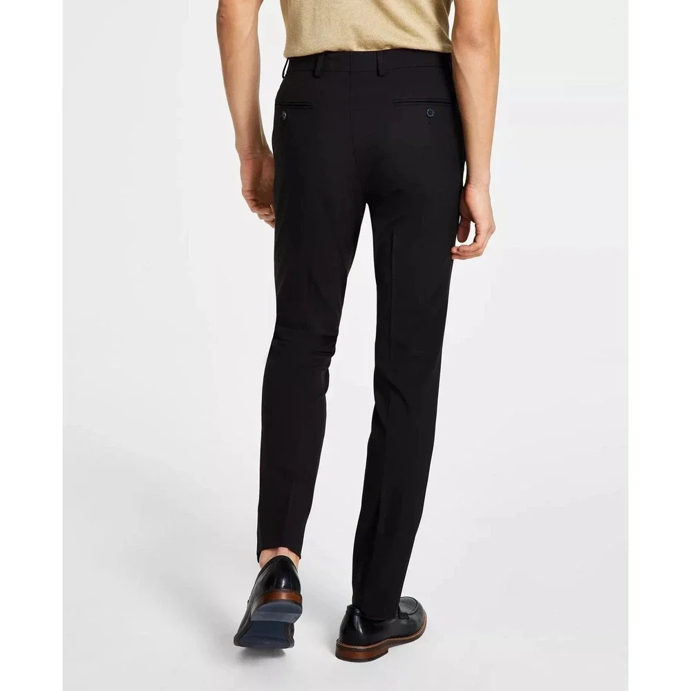Calvin Klein Mens Dress Pants Size 36W 30 Black Skinny Fit Infinite Stretch